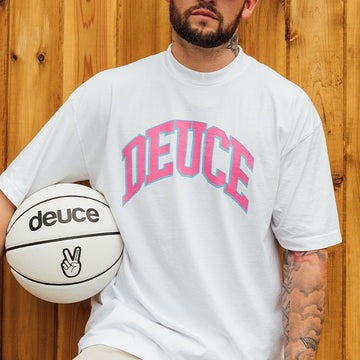 deuce ストリートTシャツ【COLLEGE】ホワイト/ピンク